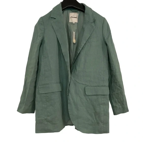 Madewell | The Larsen Blazer 100% Linen In Trellis Green Size S New - Picture 3 of 8